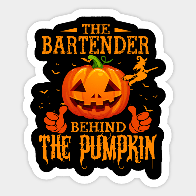 Mens The CHEF Behind The Pumpkin T shirt Funny Halloween T Shirt_BARTENDER Sticker by Sinclairmccallsavd